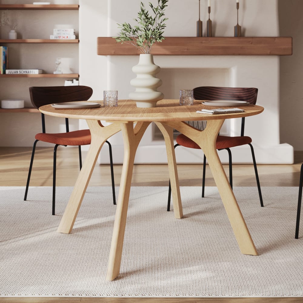 Runder Tisch für 4 Personen aus massivem Gummibaum D120 cm -