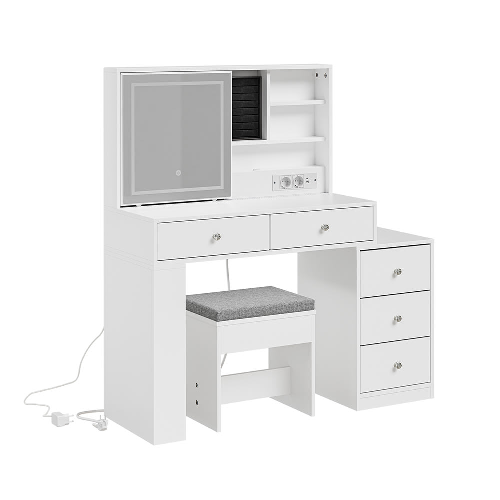 SoBuy 2er-Set Schminktisch mit LED-Spiegel Weiß 120×40×127 cm style modern Weiß Spanplatte