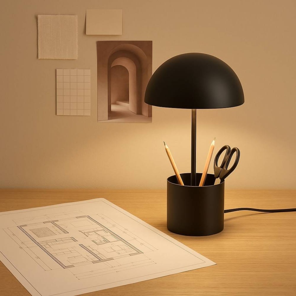 Lampe à poser champignon en fer noir 37cm — vue 3