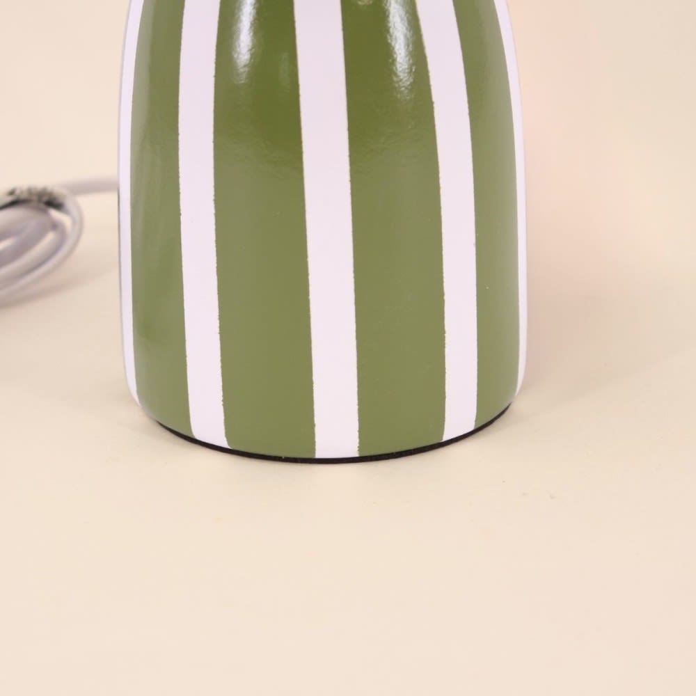 Lampe à poser en terre cuite rayée vert et blanc — vue 3