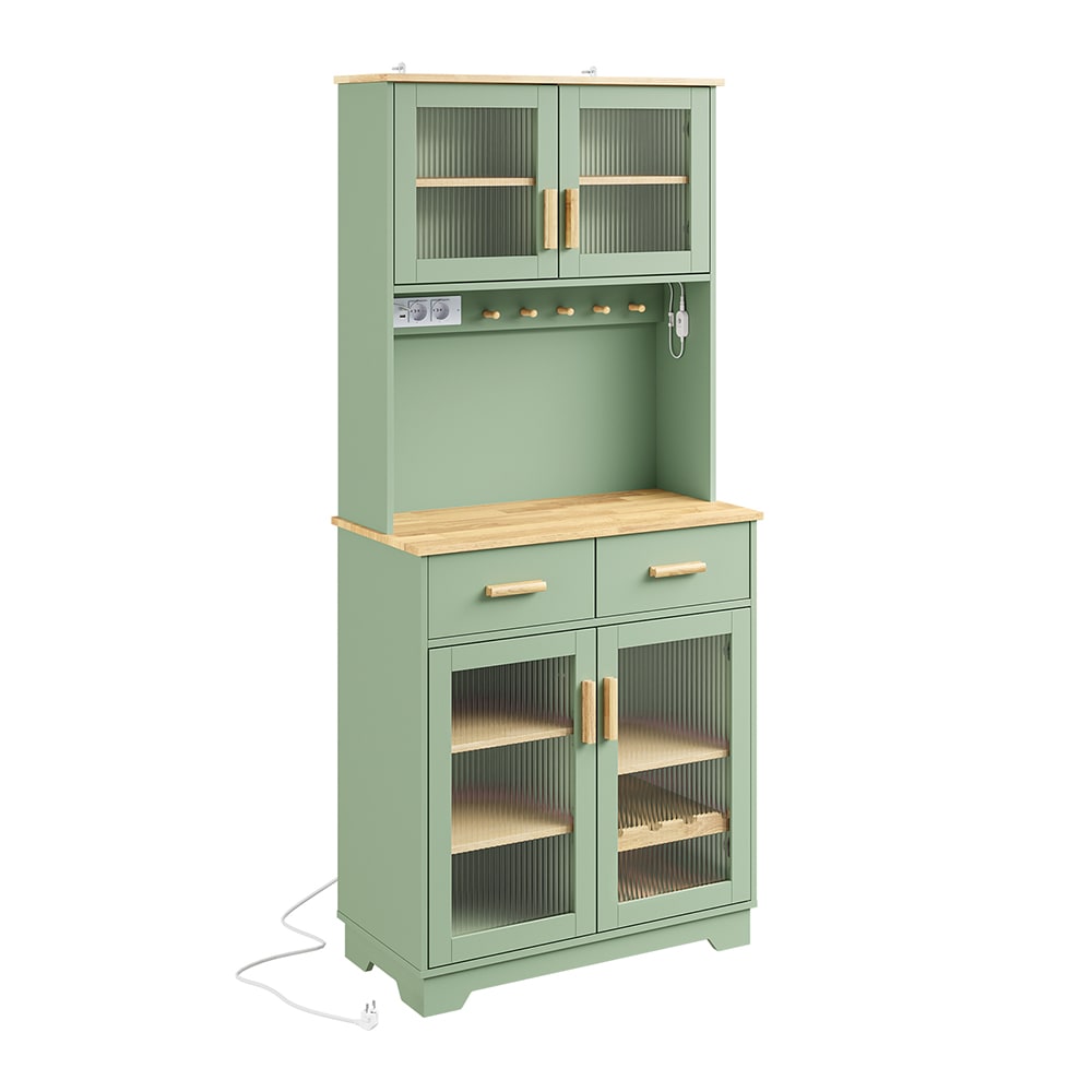 SoBuy 2er-Set Sideboard mit Glasfront, Hellgrün, 78×38×180 cm style modern - Spanplatte