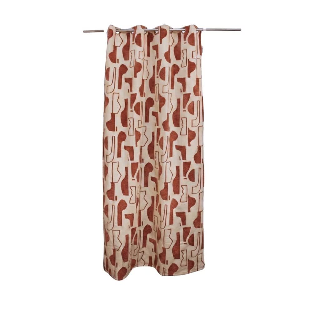 Rideau tissé jacquard motifs ethniques beige, terracotta 140x240cm — vue 3