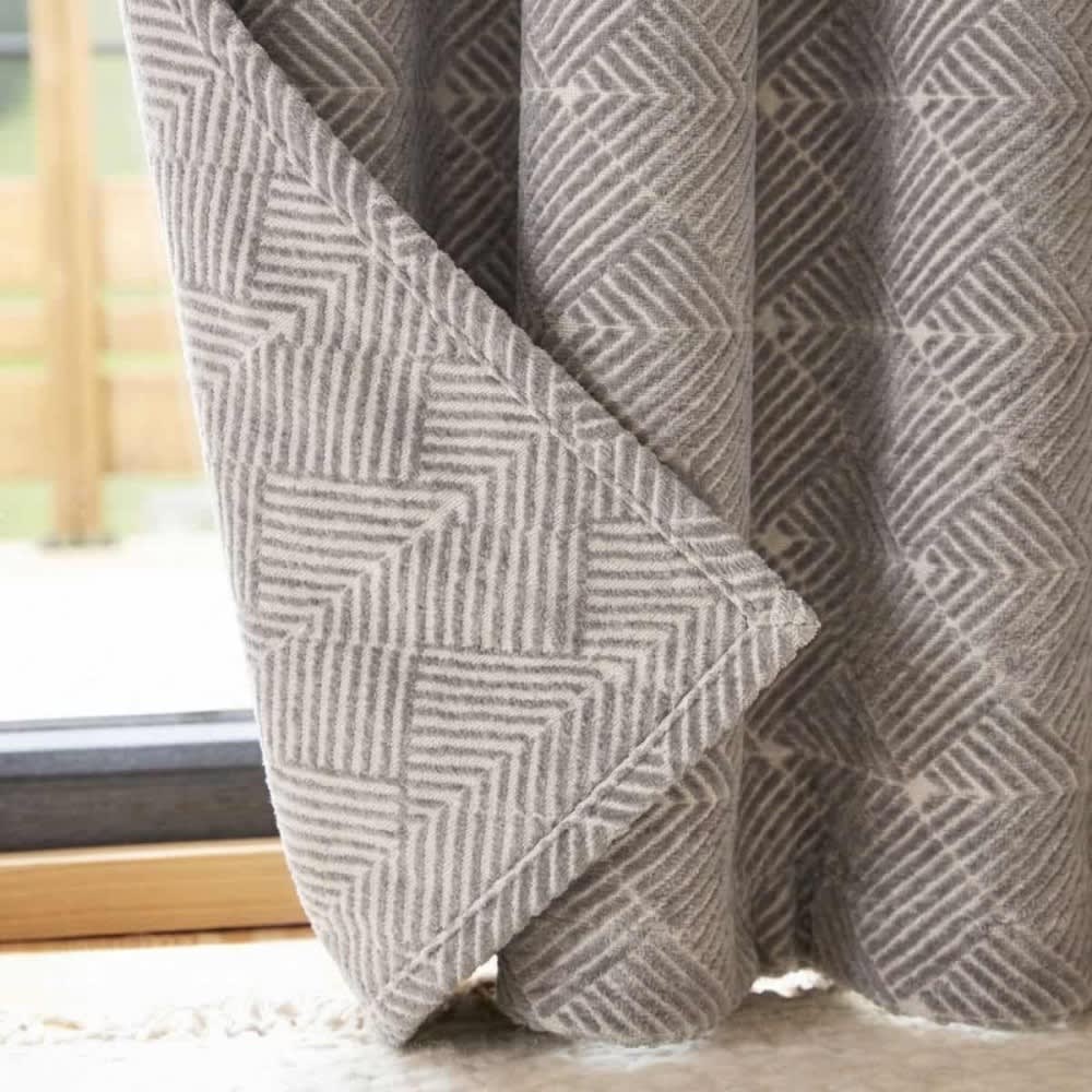 Rideau tissé jacquard chenille gris 140x250cm
