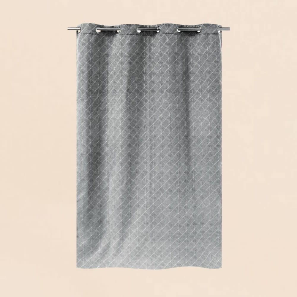Rideau tissé jacquard chenille gris 140x250cm — vue 4