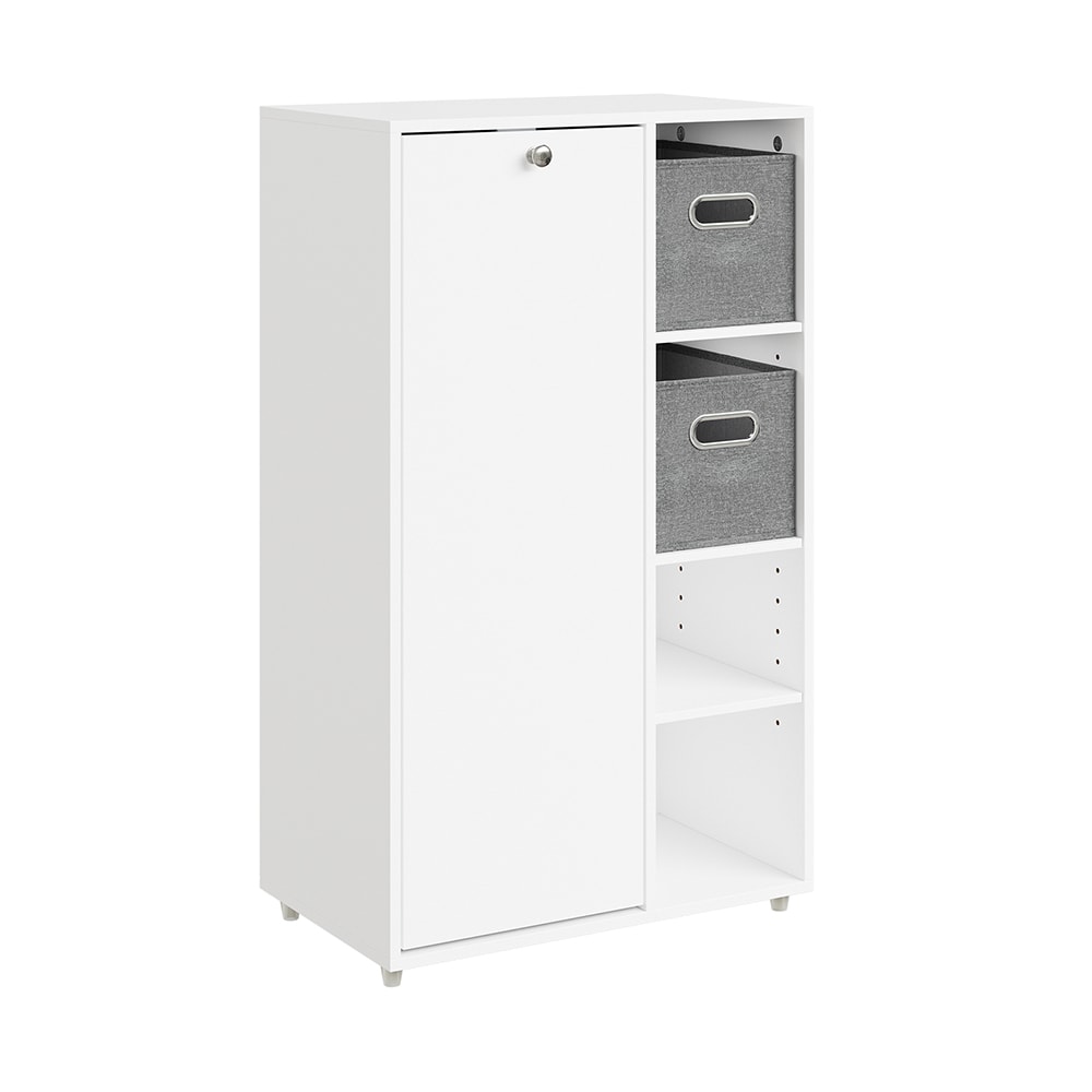 Schrank Mit TüR Und FäChern Weiß 50×30×85 Cm BZR218-W