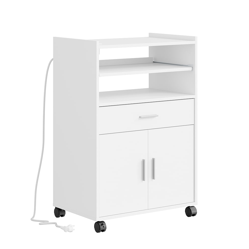 SoBuy Küchenwagen mit USB-Anschluss Weiß 61,5×40×92 cm FSB09-E-W style modern Weiß Spanplatte