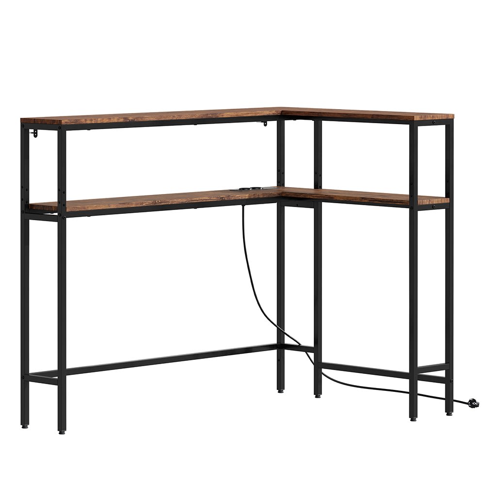 SoBuy Eckkonsole mit Steckdose Braun 120×80×101 cm FSB105-E-N style industrial Braun Spanplatte