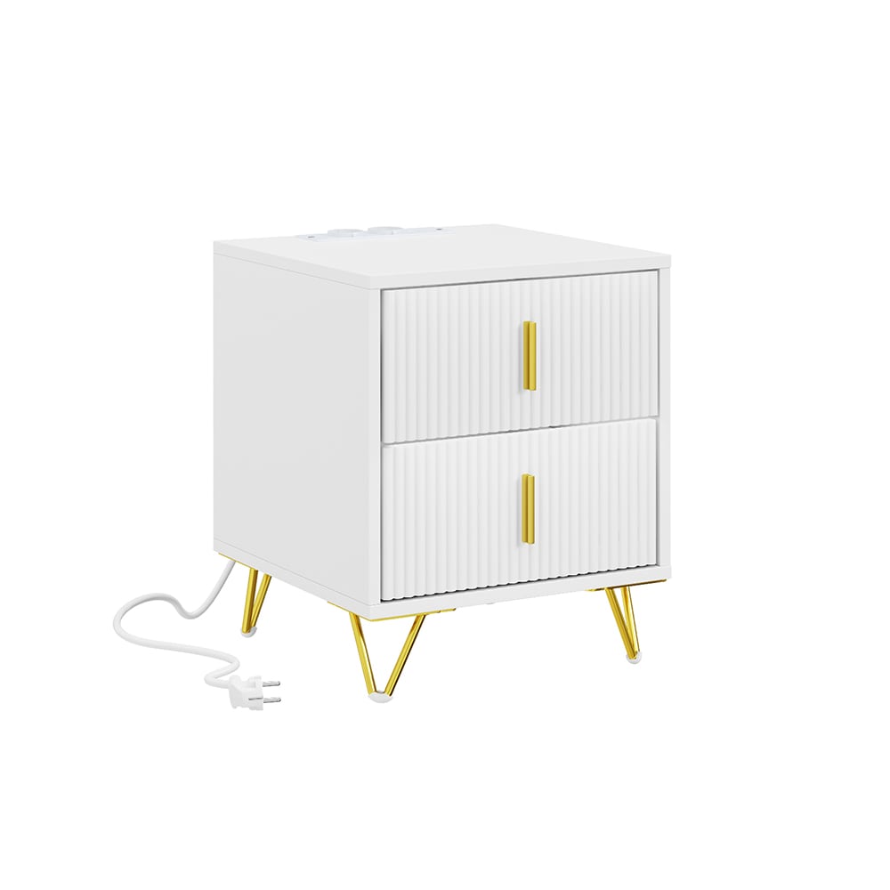Nachttisch Mit 2 Schubladen Weiß 40×40×47 Cm FBT115-E-W
