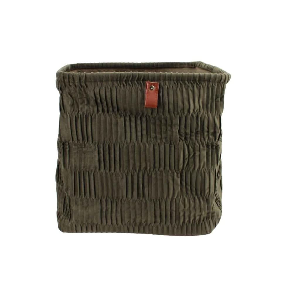 Cube de rangement en velours plissé vert 31x31x31cm Cube de rangement en velours plissé vert 31x31x31cm