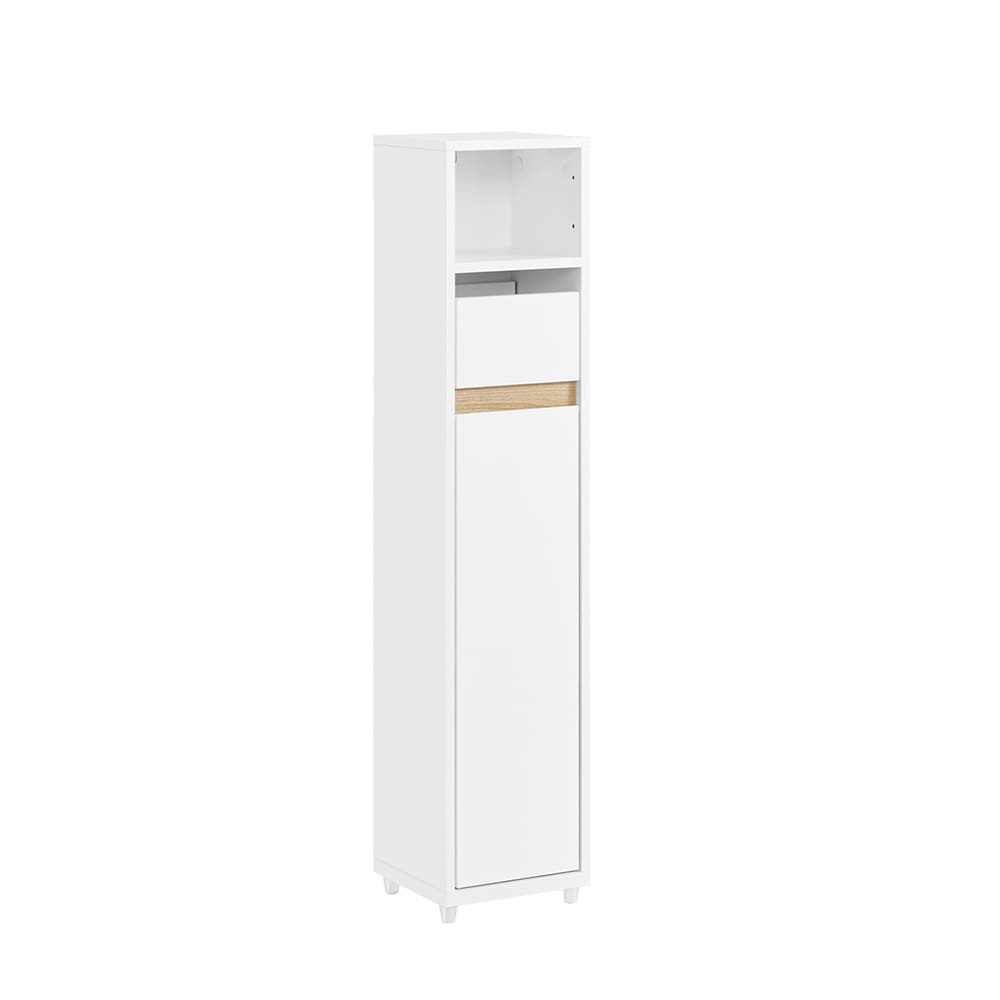 SoBuy Hochschrank mit Schublade und Tür, Weiß, 20x20x96 cm, style modern Weiß Spanplatte