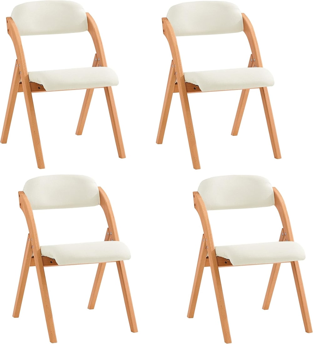 SoBuy 4er-Set Faltstuhl klappbar Weiß 47x48x77 cm FST92-Wx4 style modern Weiß Stoff