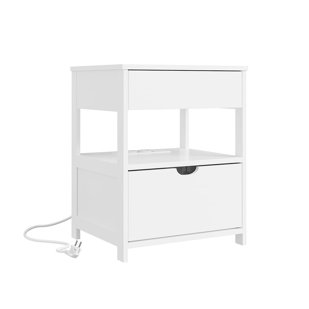 Nachttisch Mit 2 Schubladen Weiß 45×38×55 Cm FRG258-II-E-W