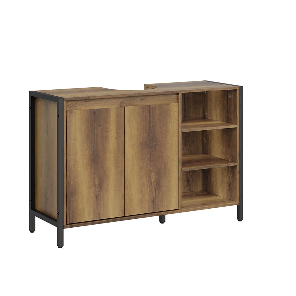 SoBuy Waschbeckenunterschrank Hellbraun 90×30×60 cm BZR63-L-PF style industrial - Spanplatte