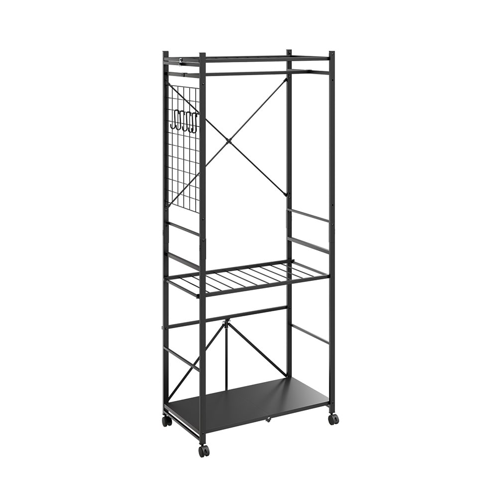 SoBuy Stehender Kleiderständer mit Rollen Dunkelgrau 70×38×175 cm style industrial - Metall