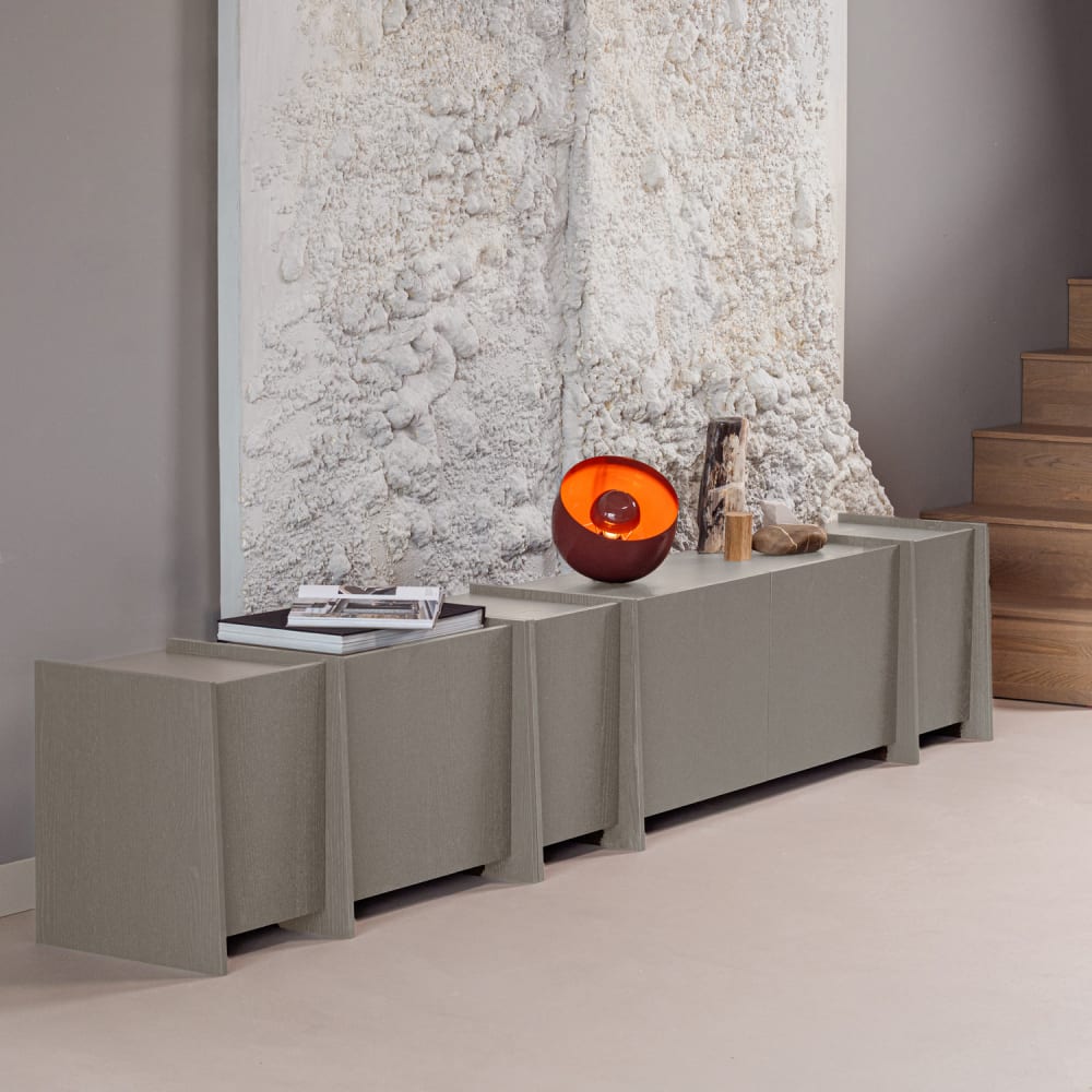 Meuble tv 102 cm en placage frêne gris