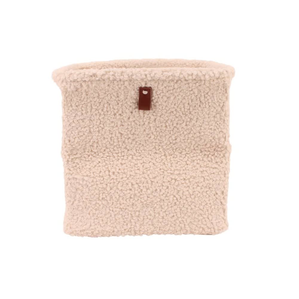 Cube de rangement en bouclette beige 31x31x31cm Cube de rangement en bouclette beige 31x31x31cm