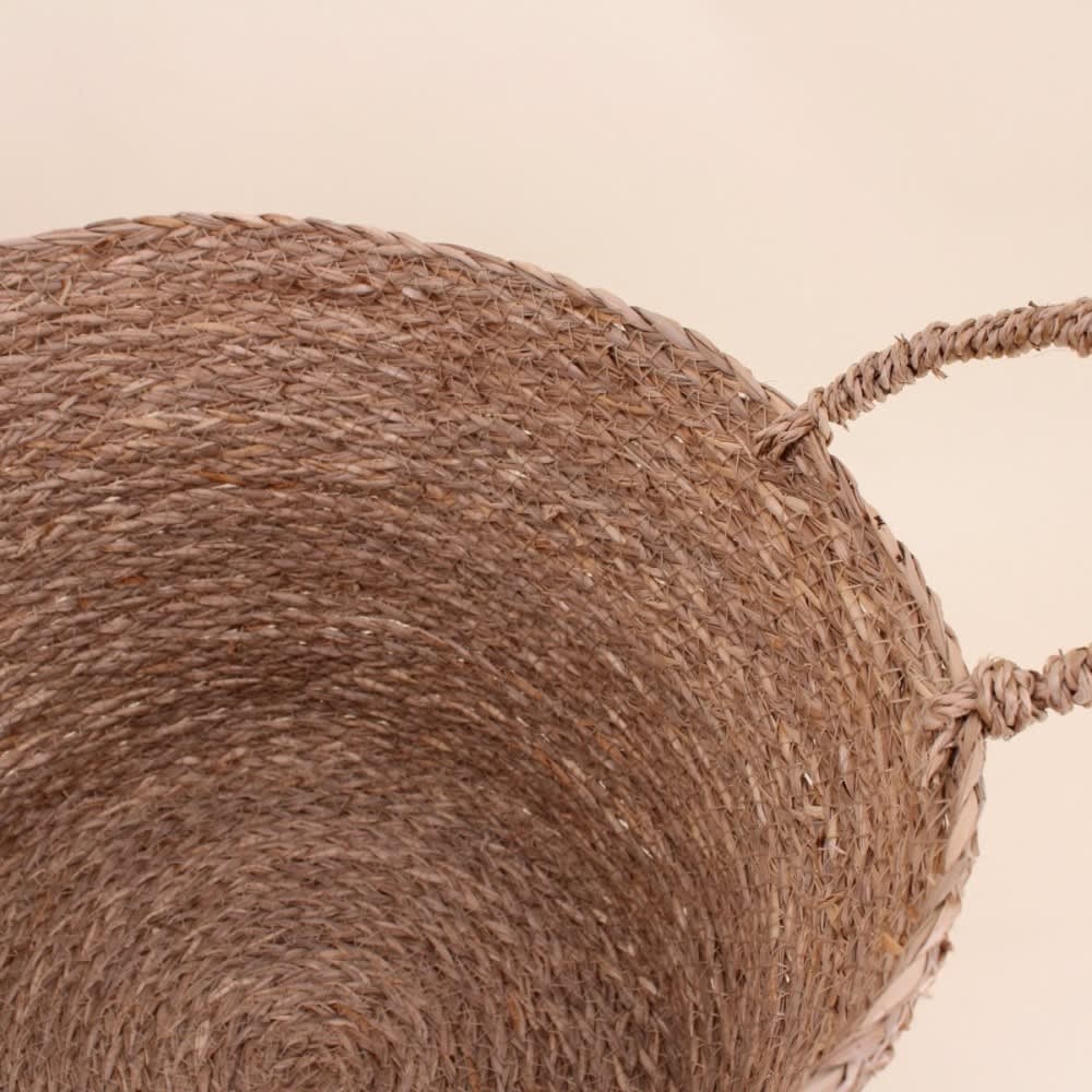 Panier rond brodé ''smile'' en jonc de mer — vue 4