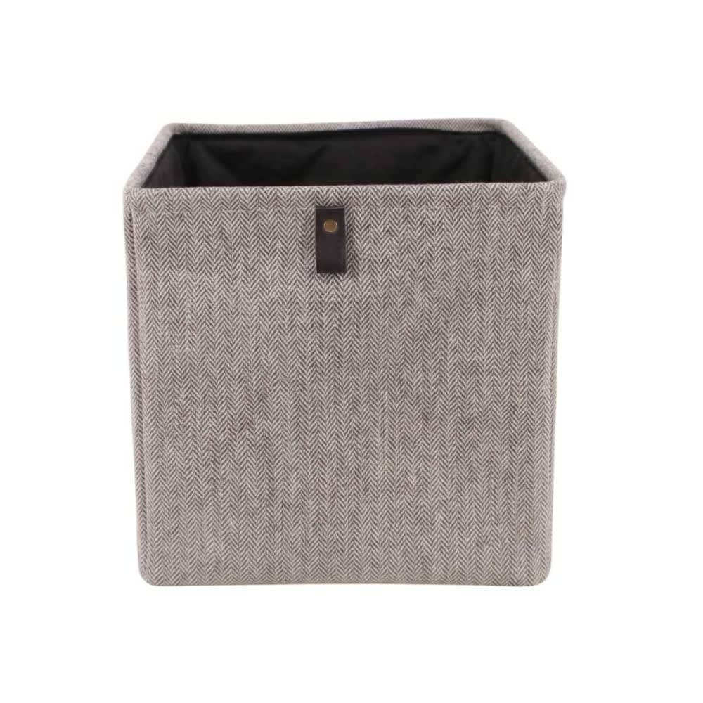 Cube de rangement à chevrons gris 31x31x31cm Cube de rangement à chevrons gris 31x31x31cm