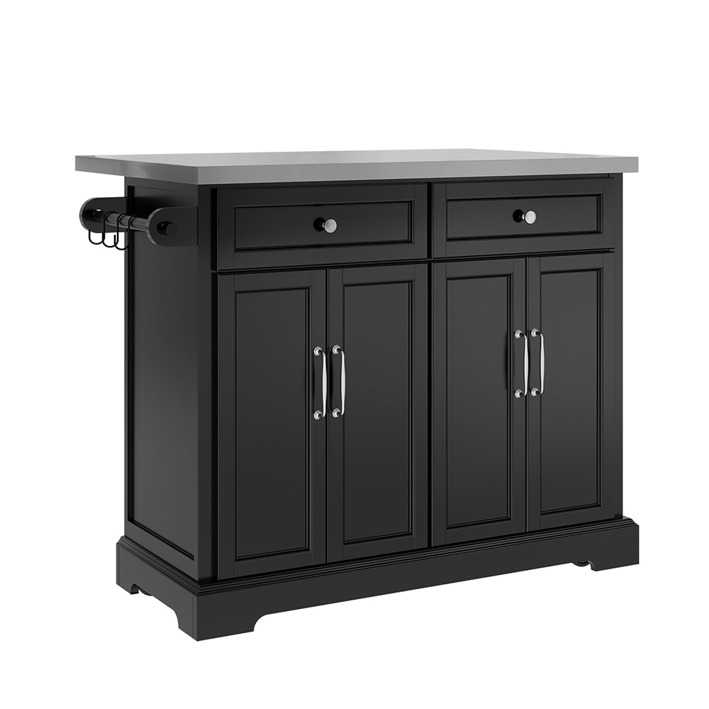 SoBuy 2er-Set Kücheninsel mit 2 Schubladen & 4 Türen Schwarz style modern Schwarz Spanplatte