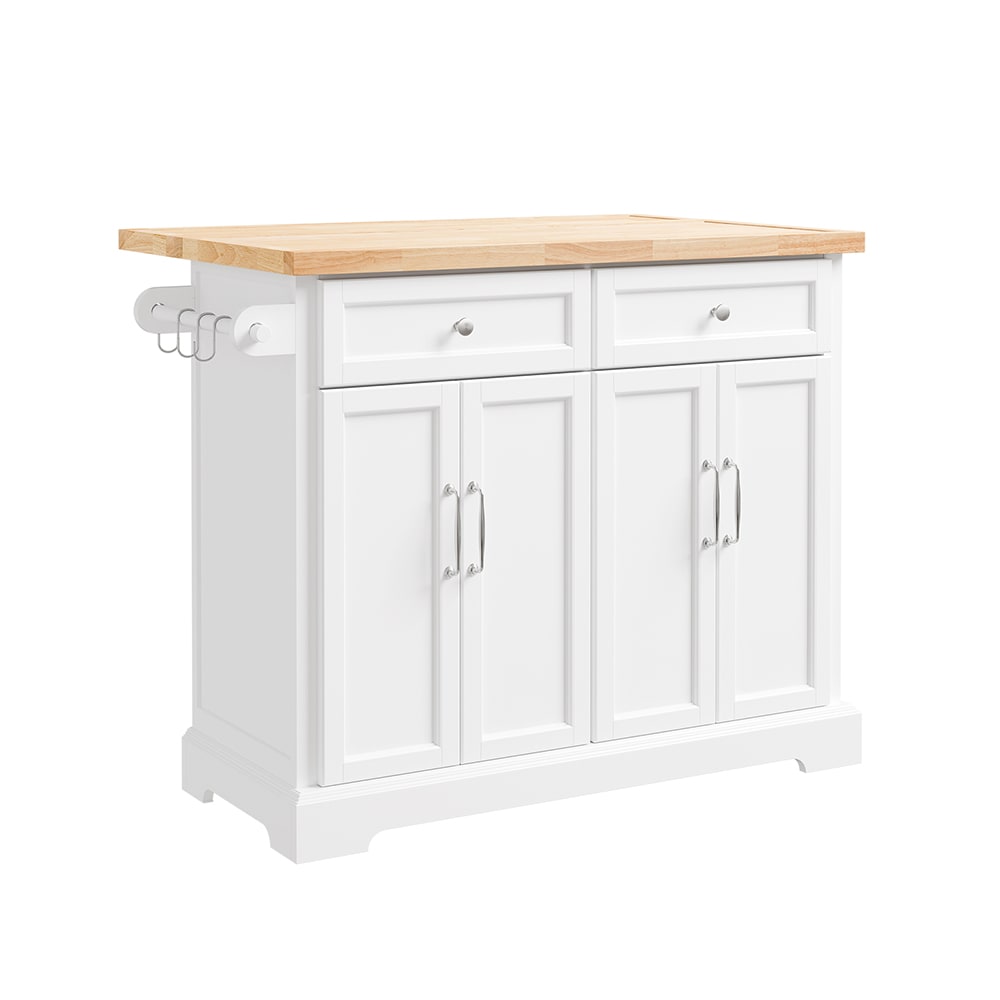 SoBuy 2er-Set Kücheninsel mit ausziehbarer Platte Weiß 115×71×93 style landhaus Weiß Spanplatte