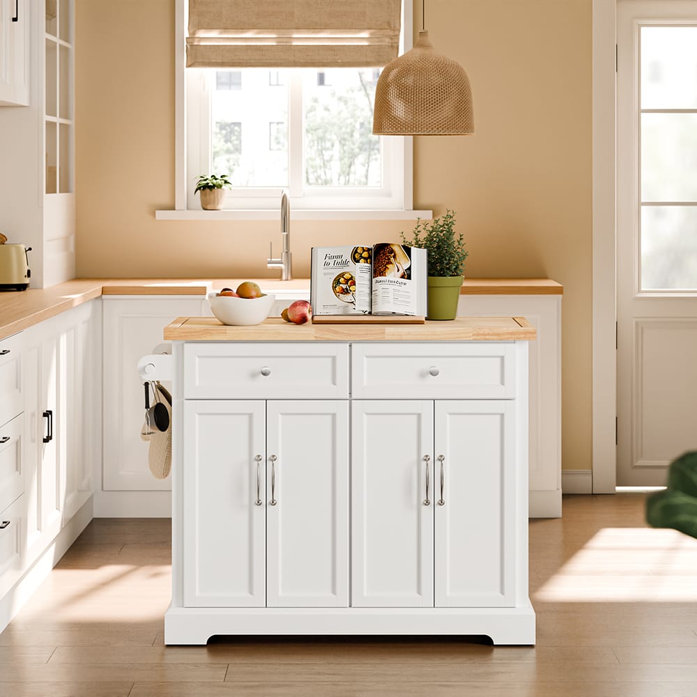 2er-Set Kücheninsel mit ausziehbarer Platte Weiß 115×71×93 -