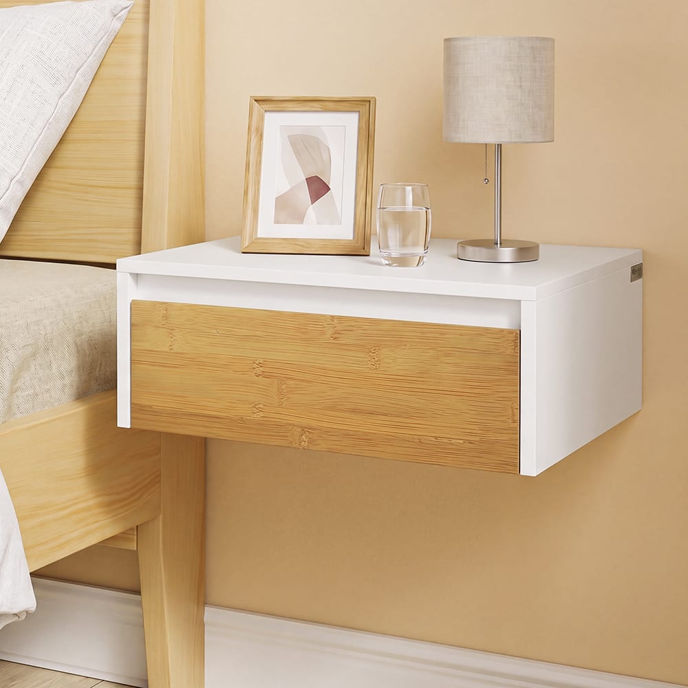 Nachttisch schwebend Weiß 40×30×11 cm FBT174-E-WN - Maisons Du