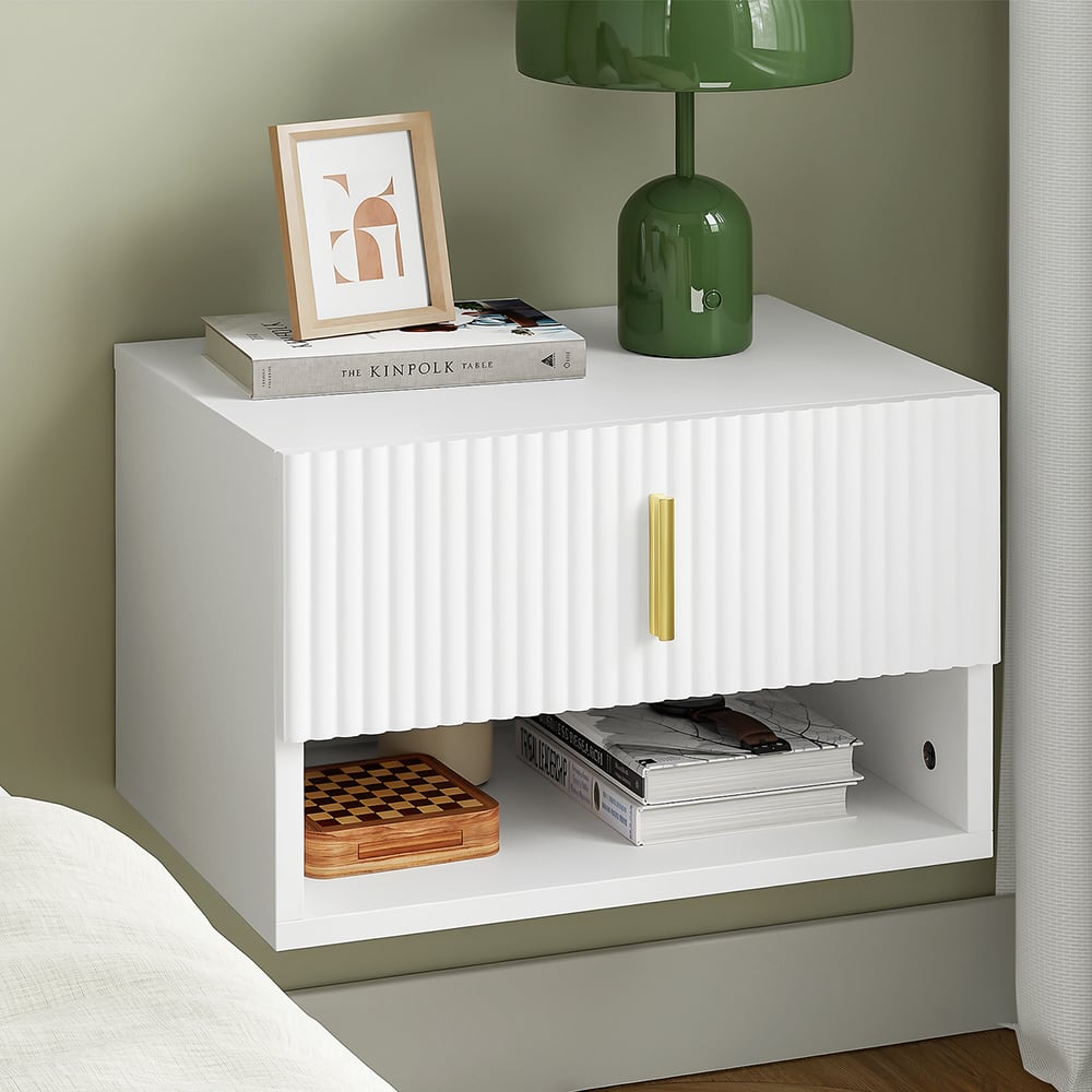 Nachttisch mit Schublade Weiß 40×30×26 cm FBT176-E-W - Maisons Du