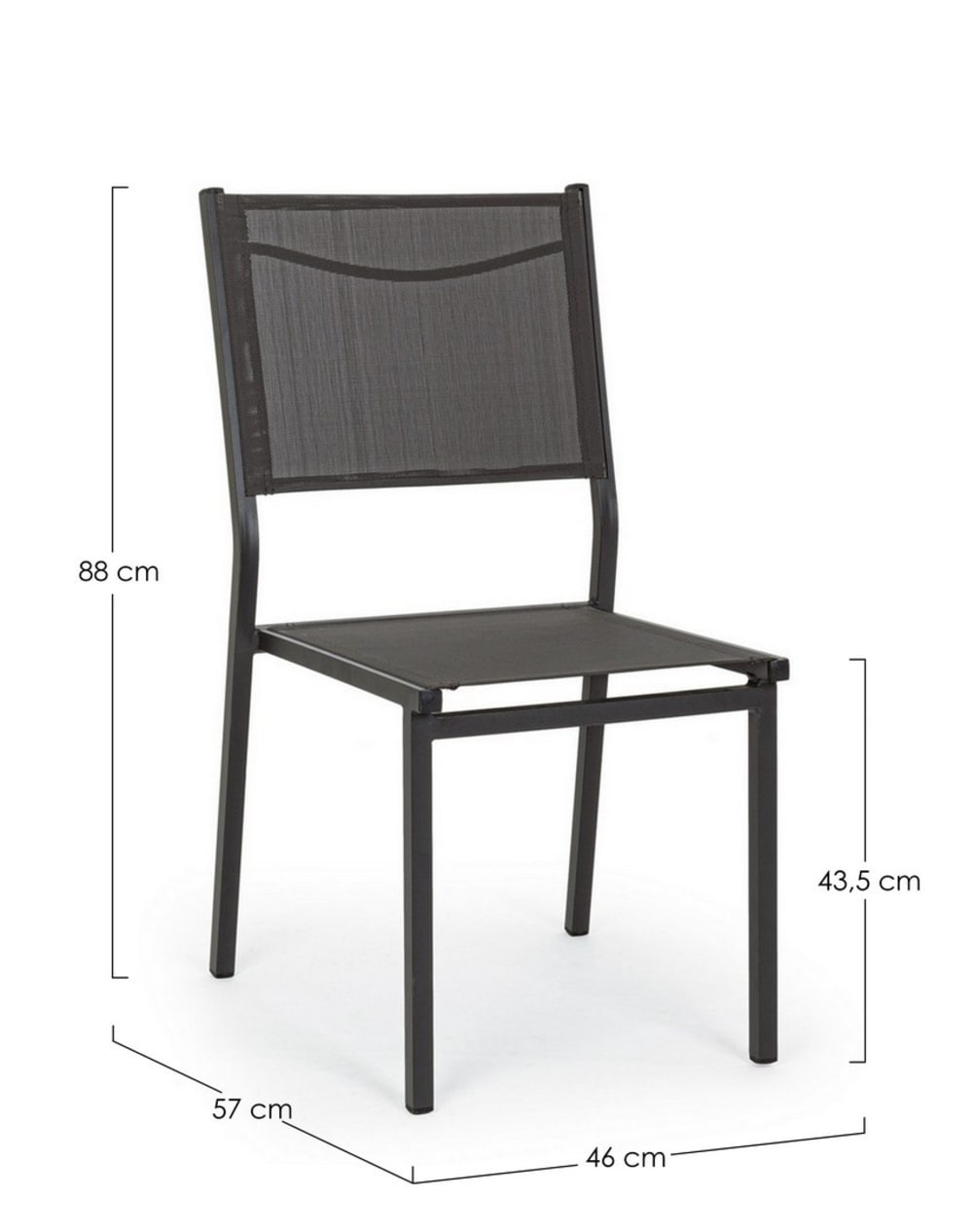 Lot de 4 Chaises en aluminium anthracite et textilène