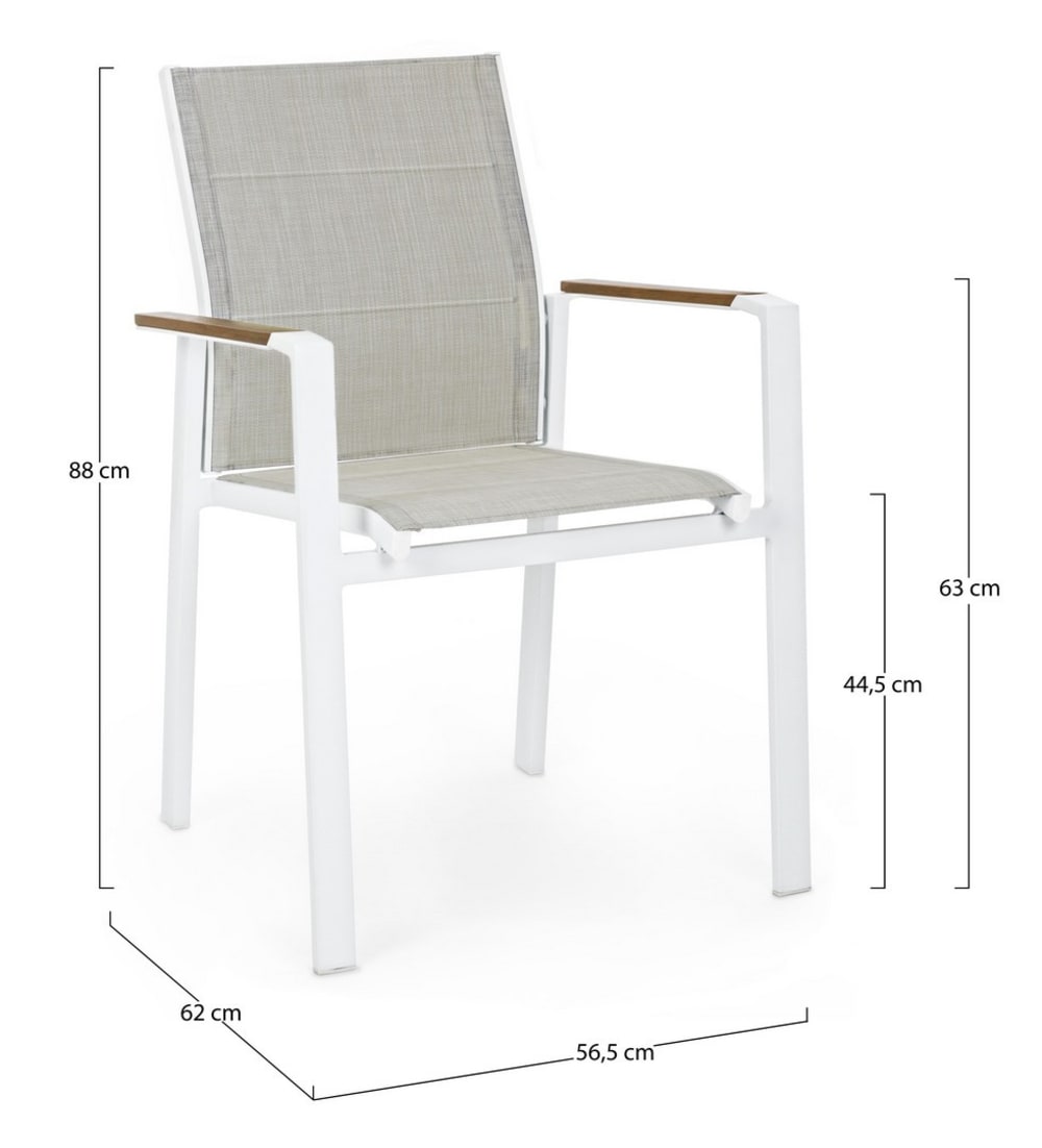 Set aus 6 Stühlen aus Aluminium und Textilene in weißem Polywood