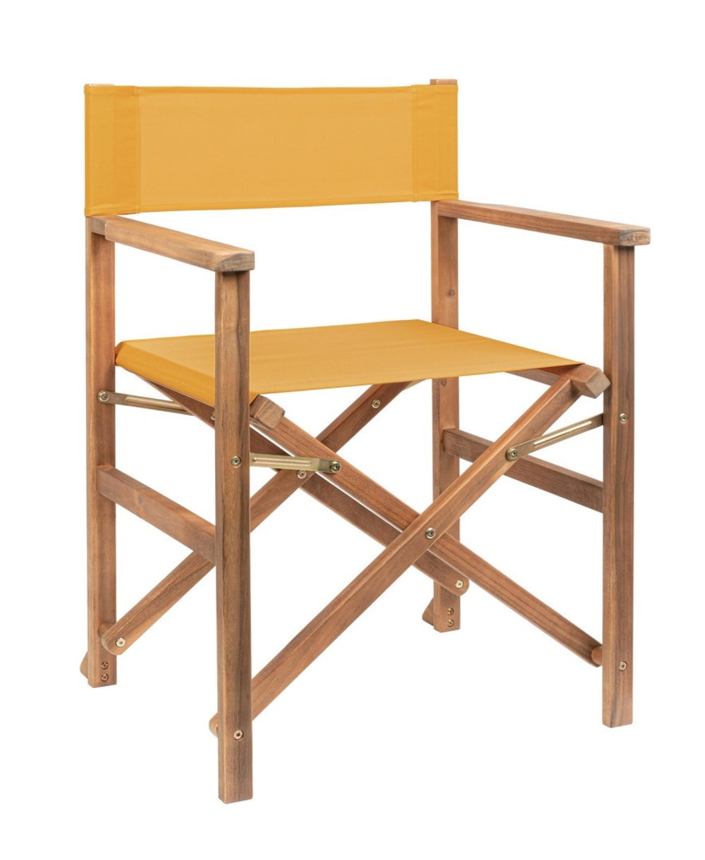 Lot de 2 Chaises de réalisateur en bois et polyester jaune
