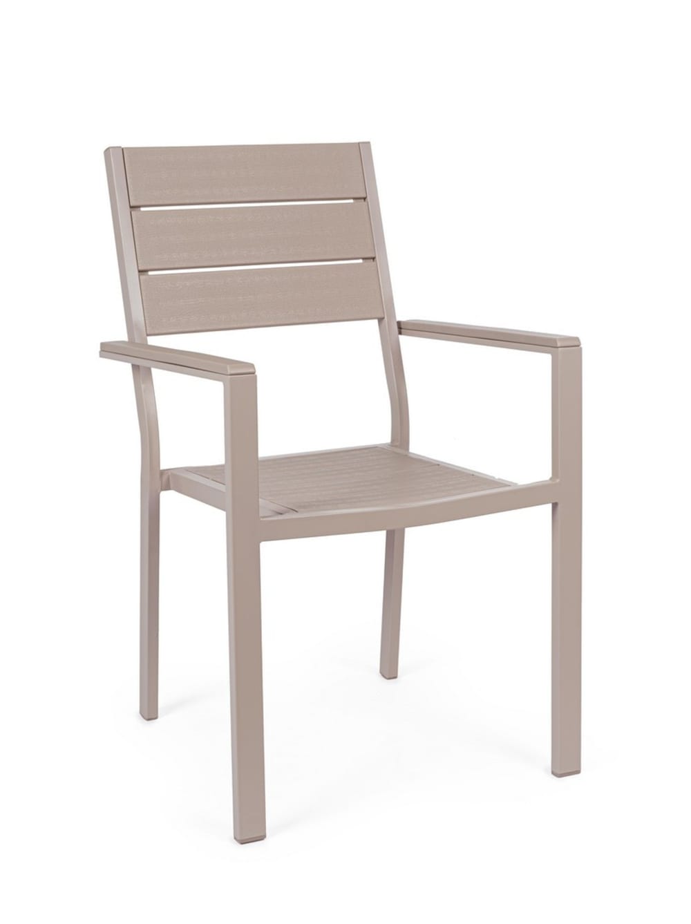 Lot de 2 Chaises en acier et PEHD avec un effet bois gris tourterelle