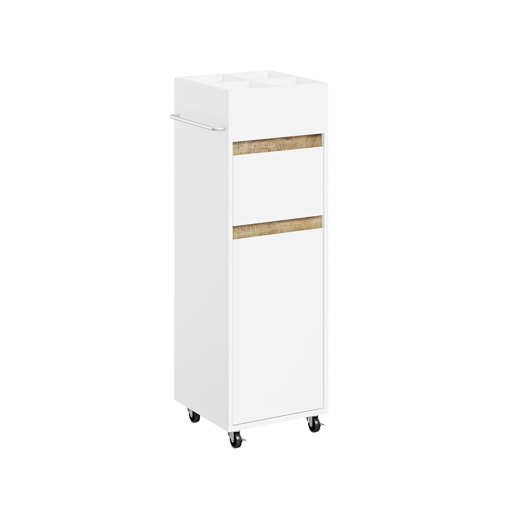 SoBuy Hochschrank mit Rollen, Weiß, 30×33×91,5 cm, BZR225-WN style modern Weiß Spanplatte