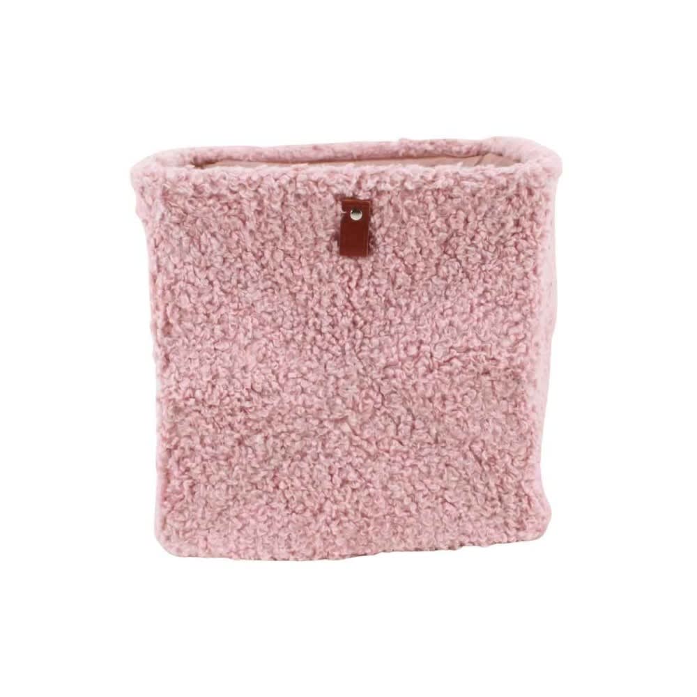 Cube de rangement en bouclette rose 31x31x31cm Cube de rangement en bouclette rose 31x31x31cm