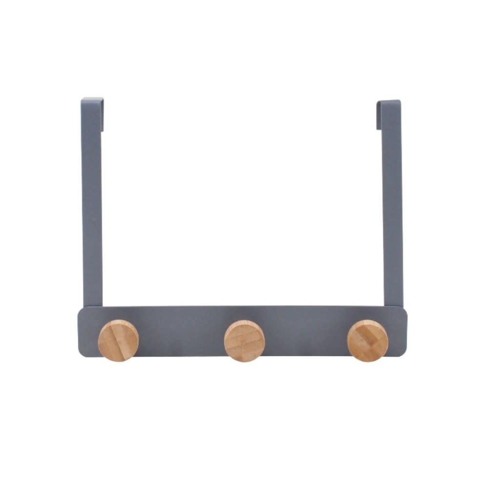 Patère de porte 3 têtes en fer gris 25cm