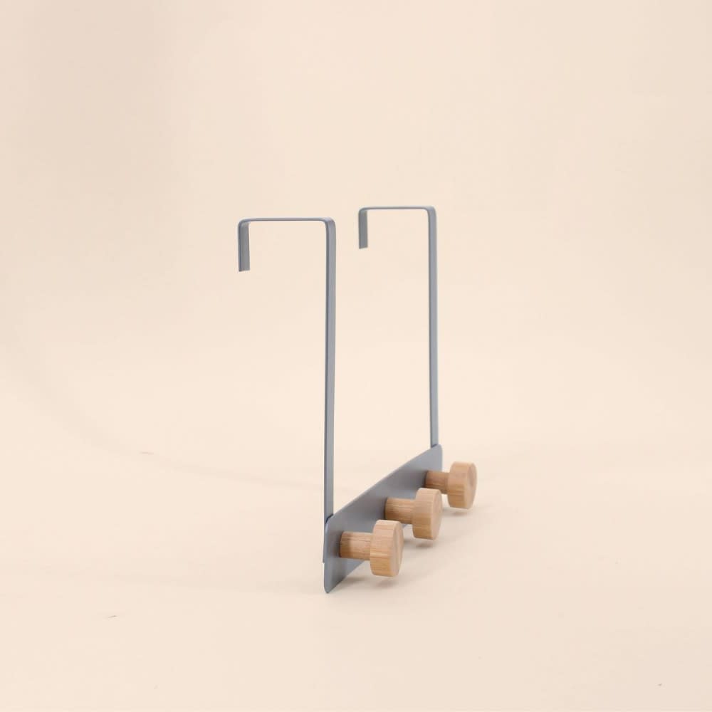 Patère de porte 3 têtes en fer gris 25cm — vue 3