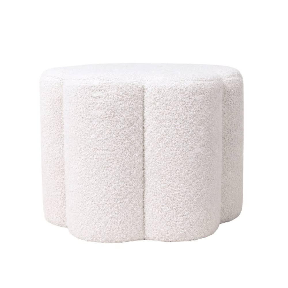 Pouf bouclette fleur blanc 37xh30cm