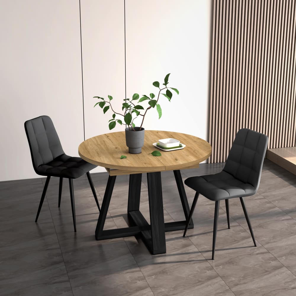 Skraut home Ausziehbarer Esstisch Holzeffekt eiche 103x103x73cm style modern Beige Spanplatte
