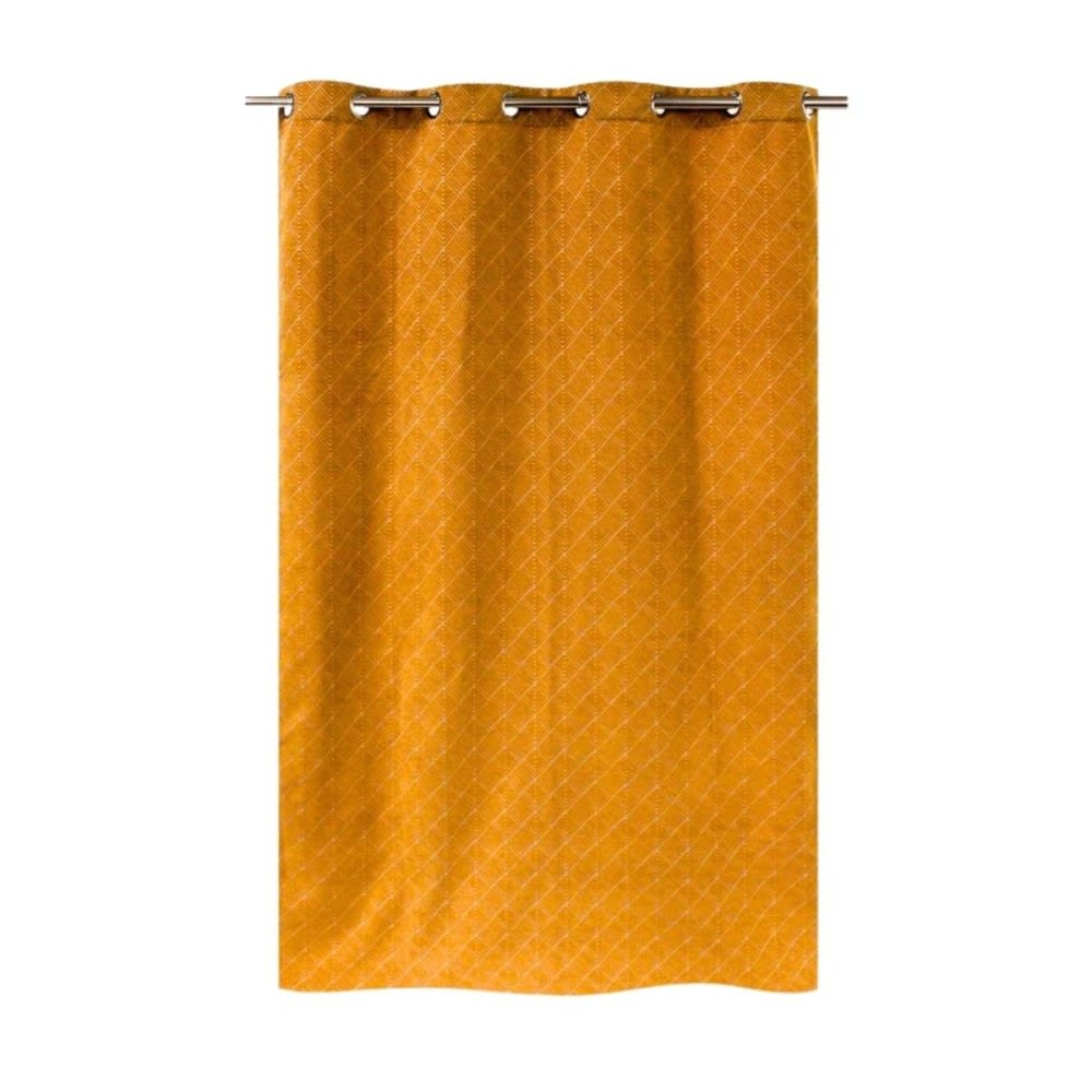 Rideau tissé jacquard chenille jaune 140x250cm — vue 3