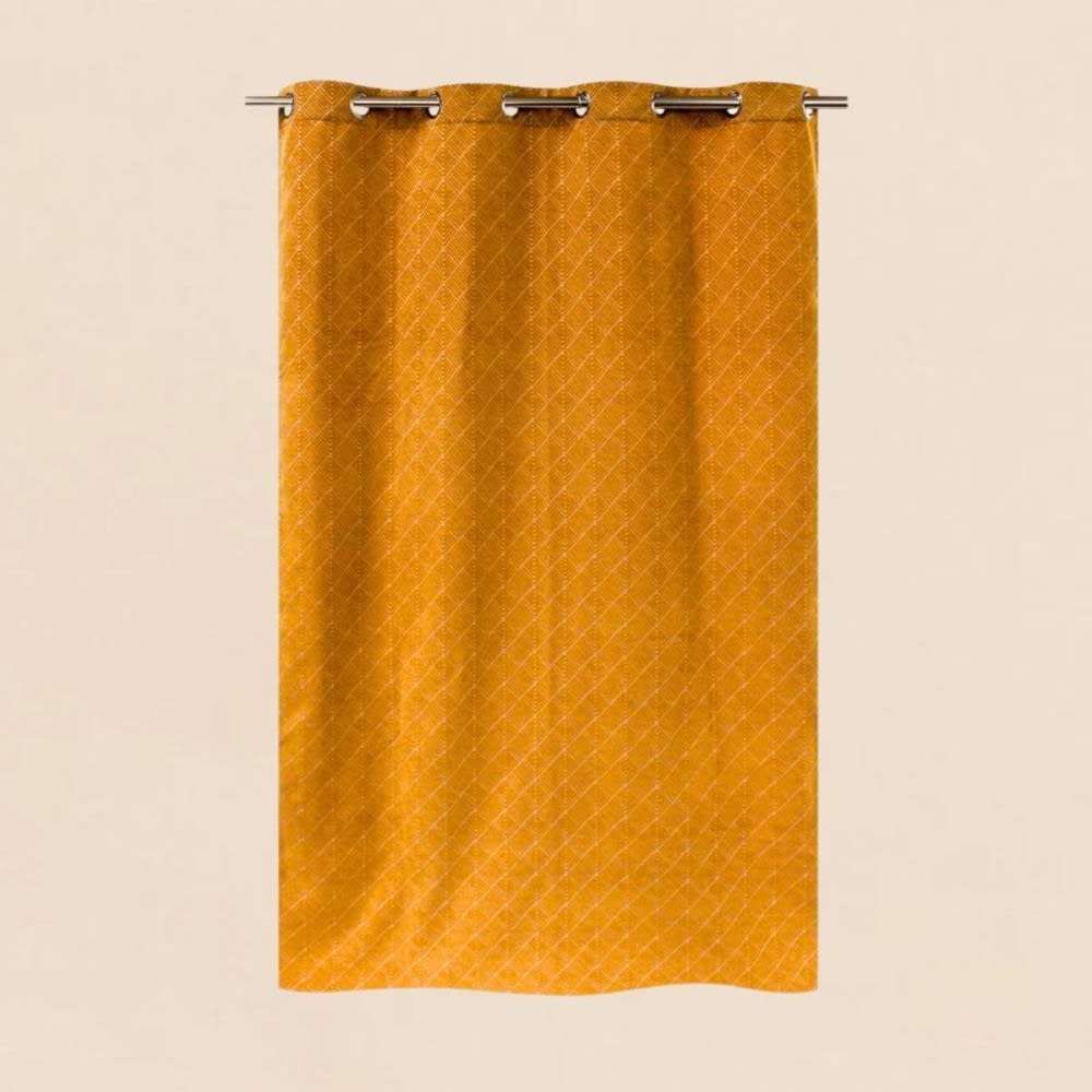 Rideau tissé jacquard chenille jaune 140x250cm — vue 4