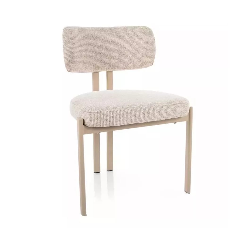 MSO Designerstuhl aus beige meliertem Polyester-Stoff mit Stahlbeinen style vintage - Stoff