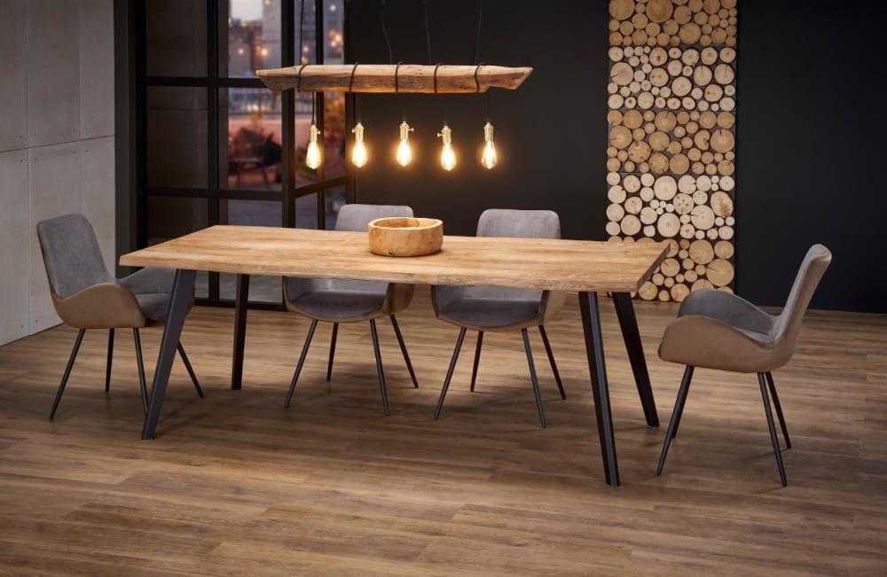 Stuhl aus grauem und braunem Polyester-Samt - Maisons Du Monde
