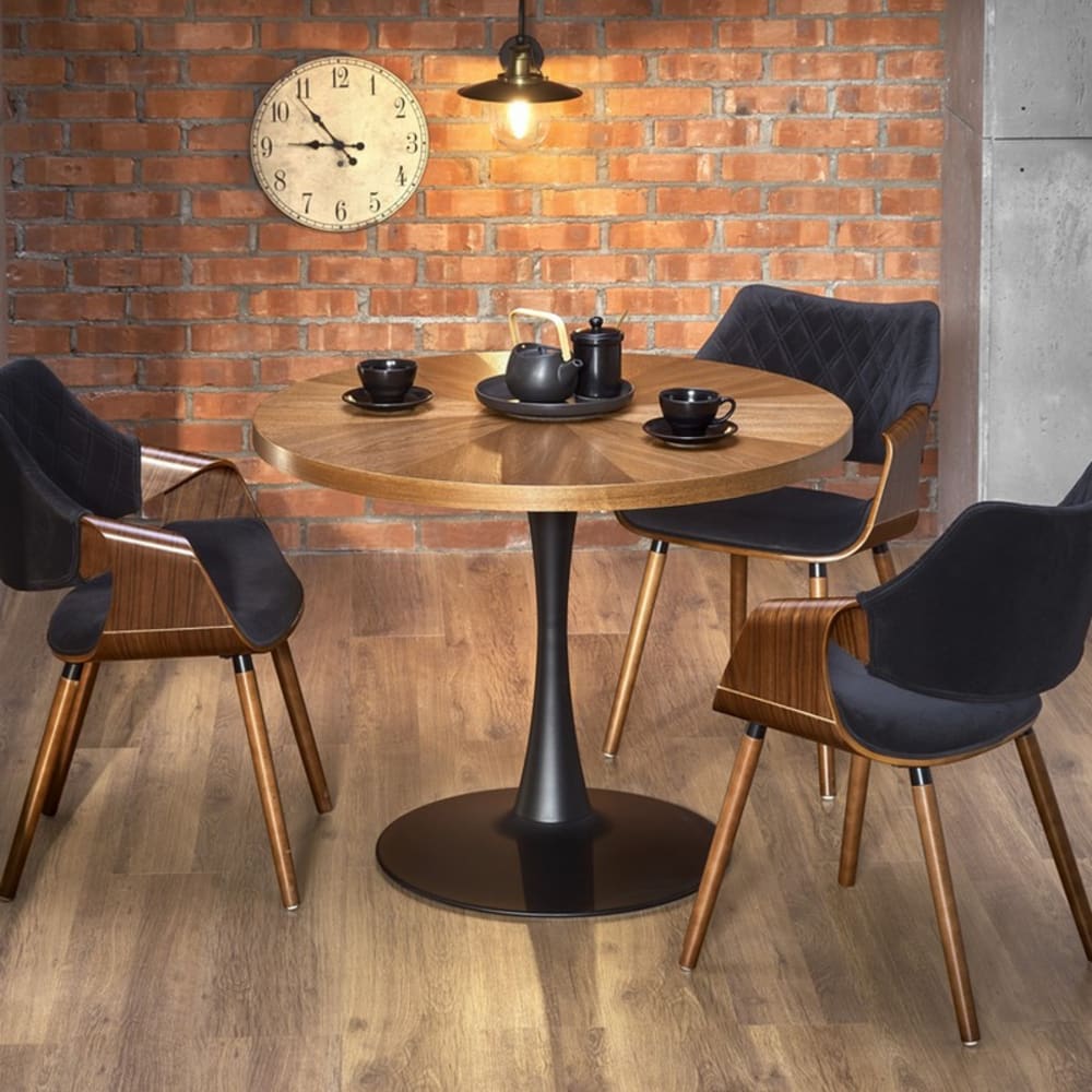 Designerstuhl im Retro-Stil in Schwarz und Holz - Maisons Du