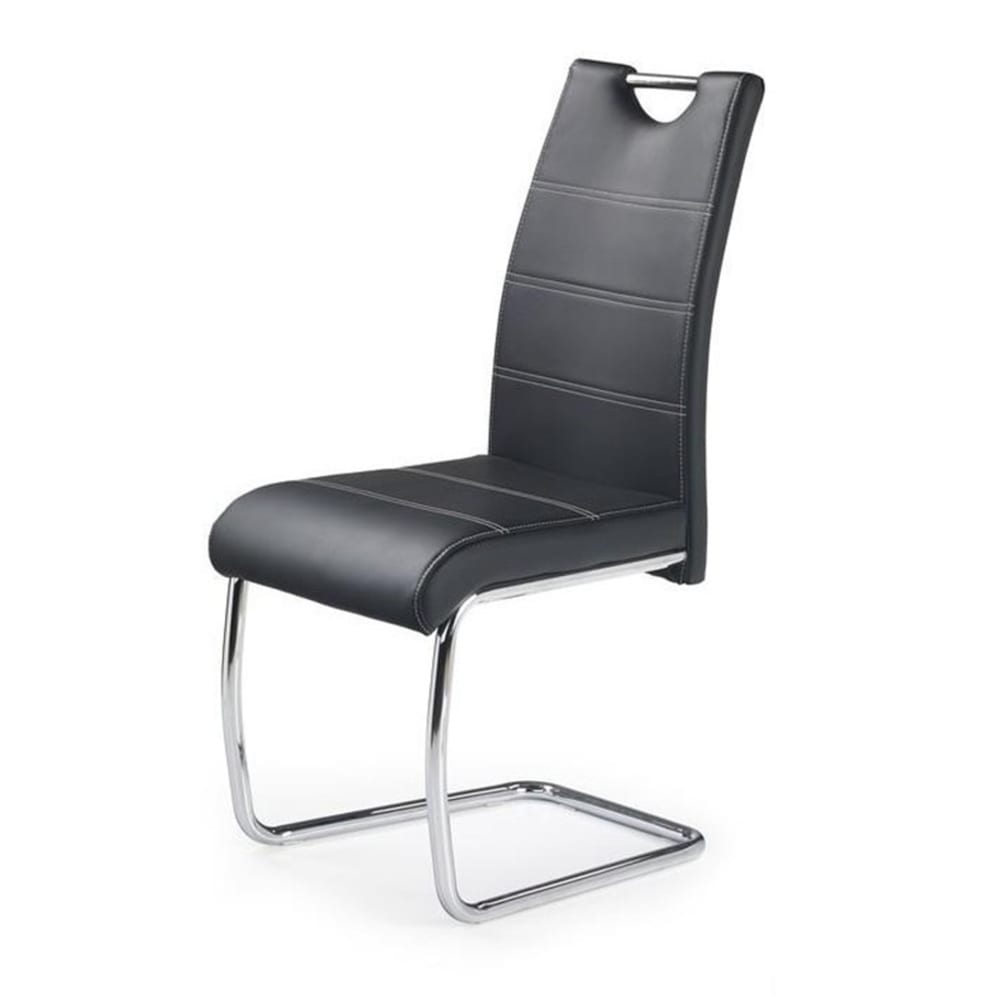 Designer-Stuhl aus Leder und Chromstahl – Schwarz - Maisons Du