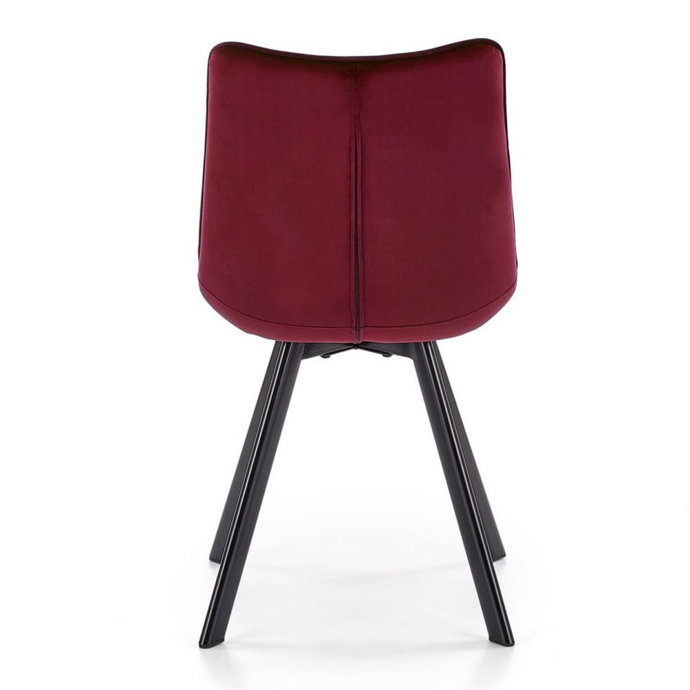 Moderner Stuhl aus burgunderrotem Polyester-Samt - Maisons Du