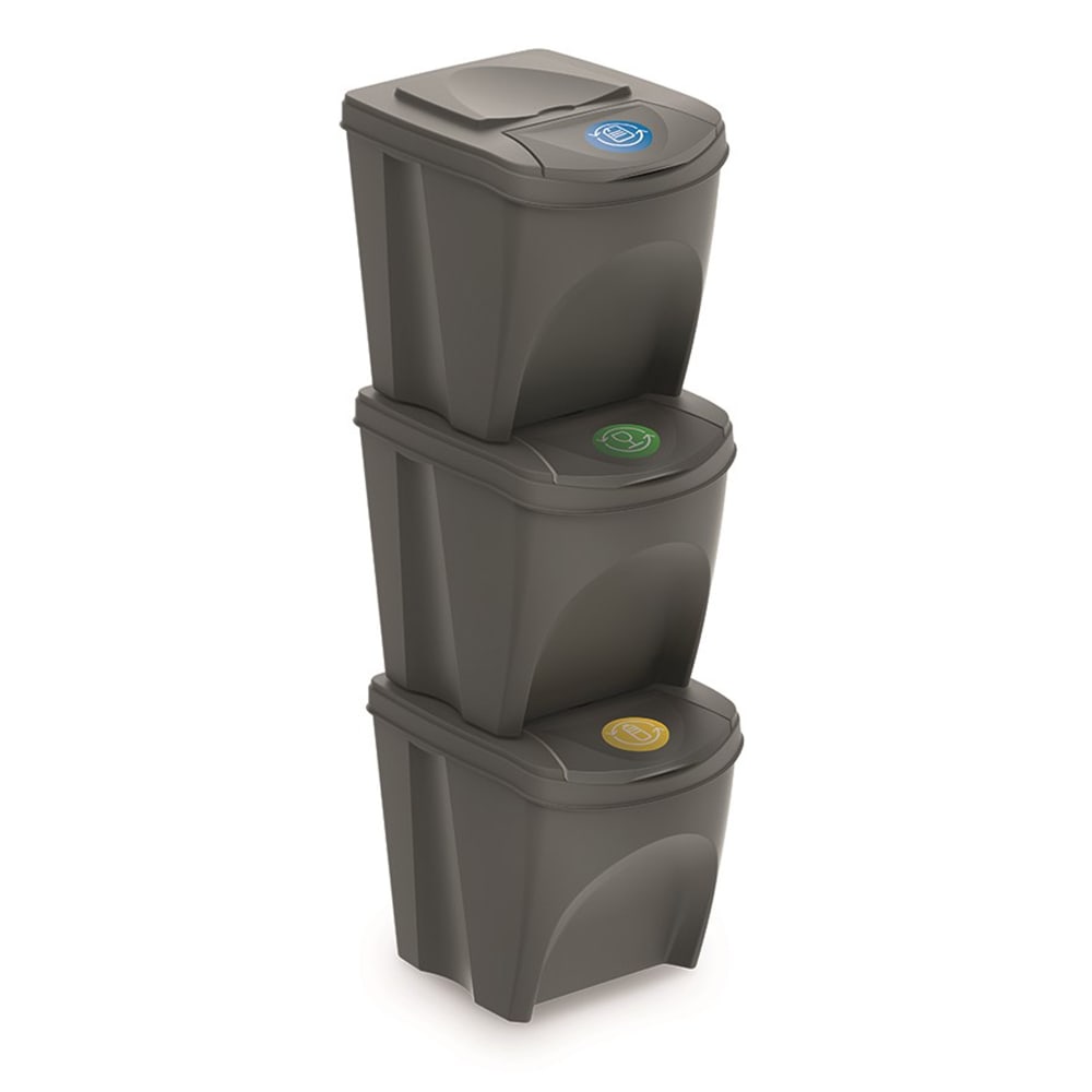set de cubos de basura en plastico gris