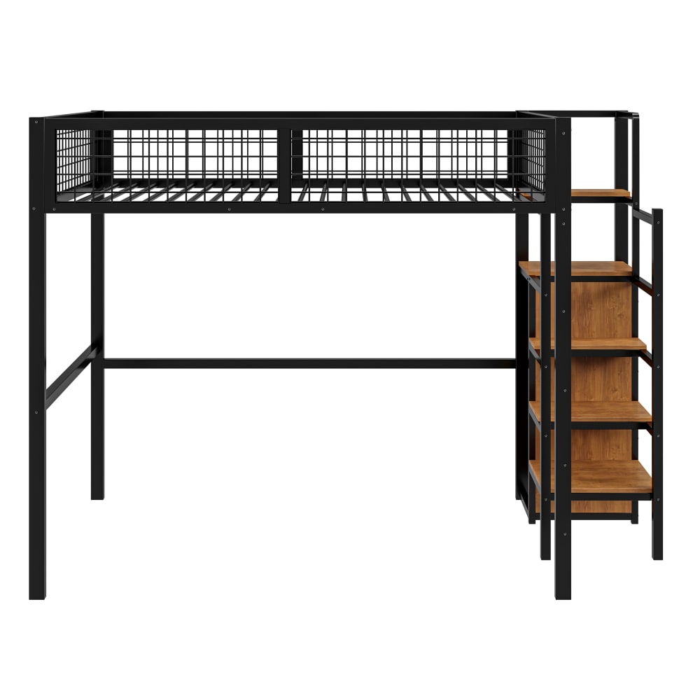 Hochbett Leiter Kleiderschrank Stauraum schwarz 140x200 cm -