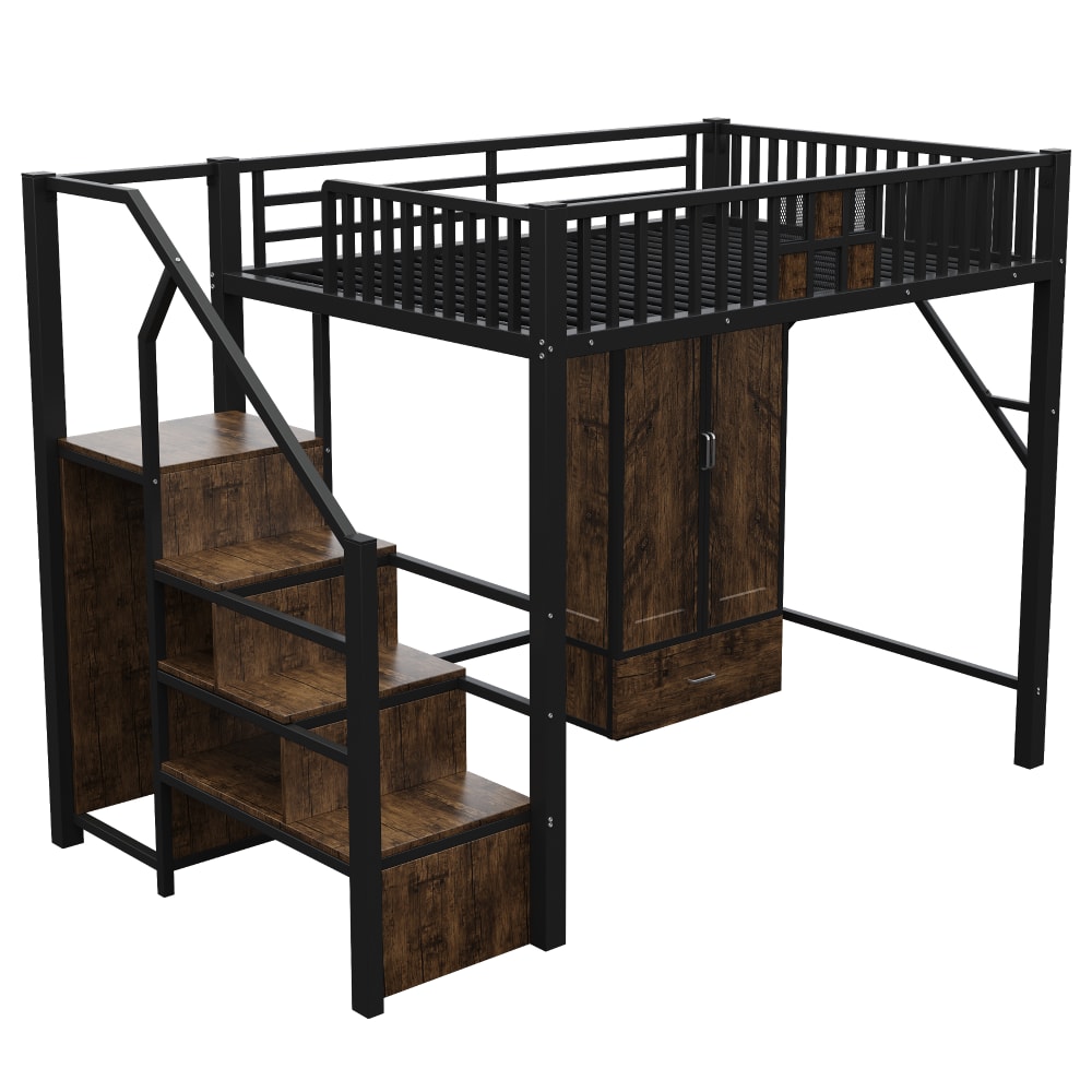 Lit mezzanine armoire - tiroirs