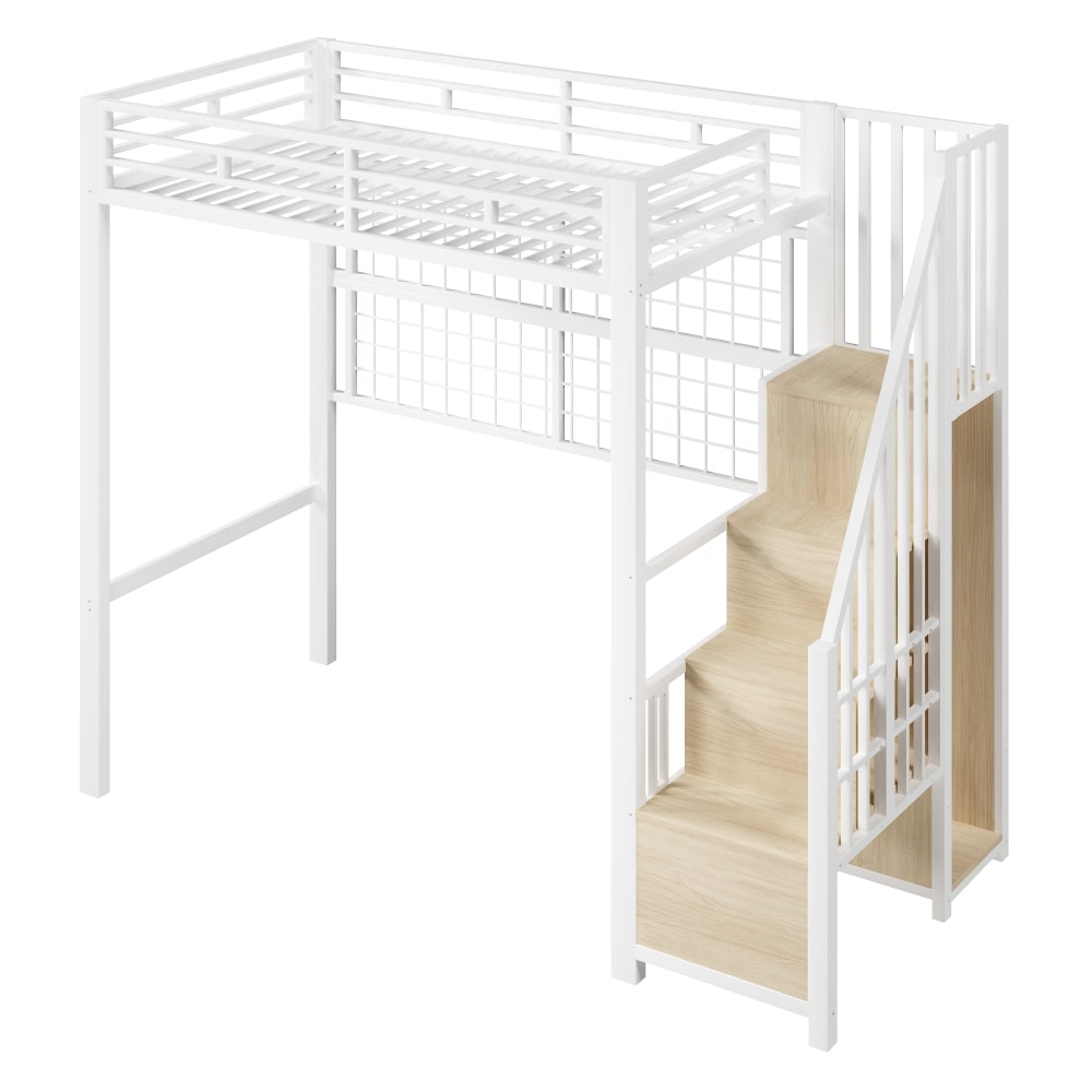 Lit mezzanine LED armoire - rangement