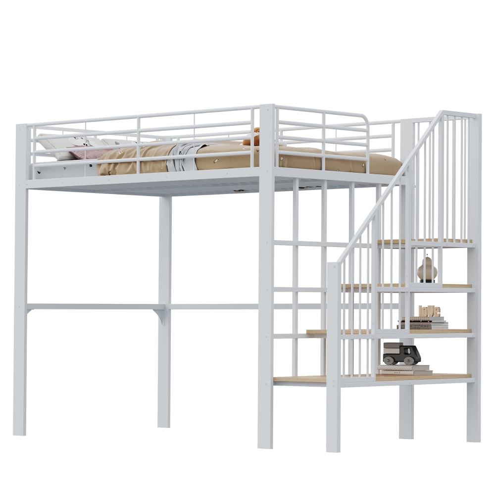 Hochbett Treppe Stauraum weiß 140x200 cm - Maisons Du Monde