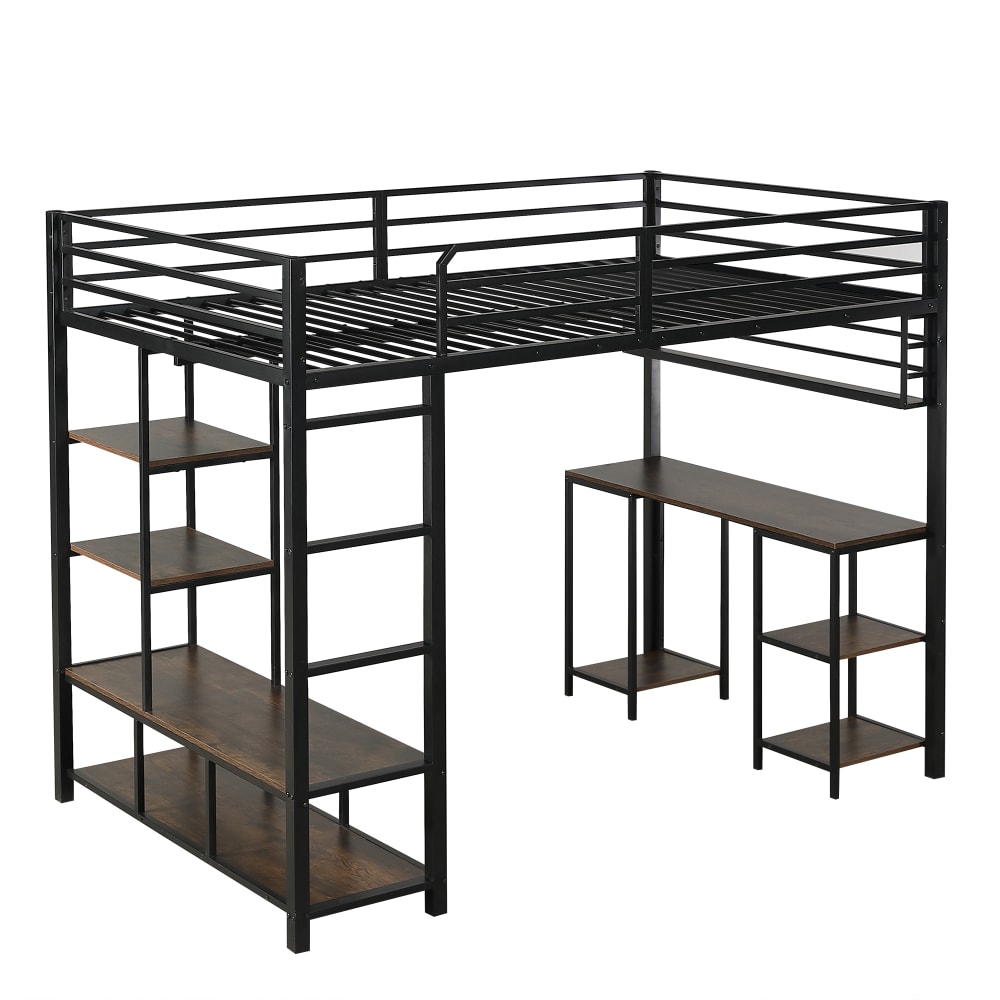 Lit mezzanine bureau - noyer